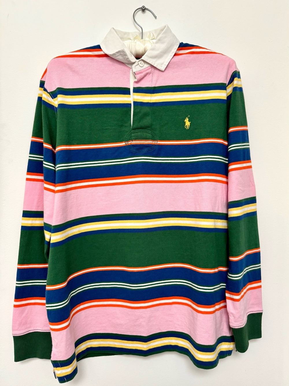 Polo by Ralph Lauren Green, Pink & Navy Striped Rugby Polo